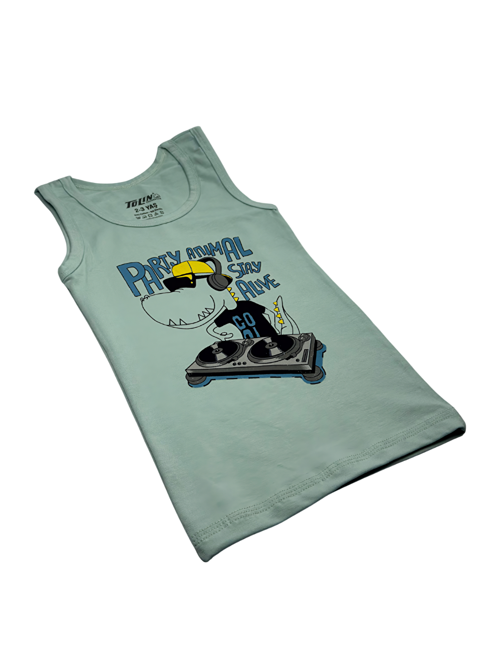 Yeşil Erkek Çocuk 3 lü Paket Pamuklu Elastanlı Baskılı Atlet 133-09-3