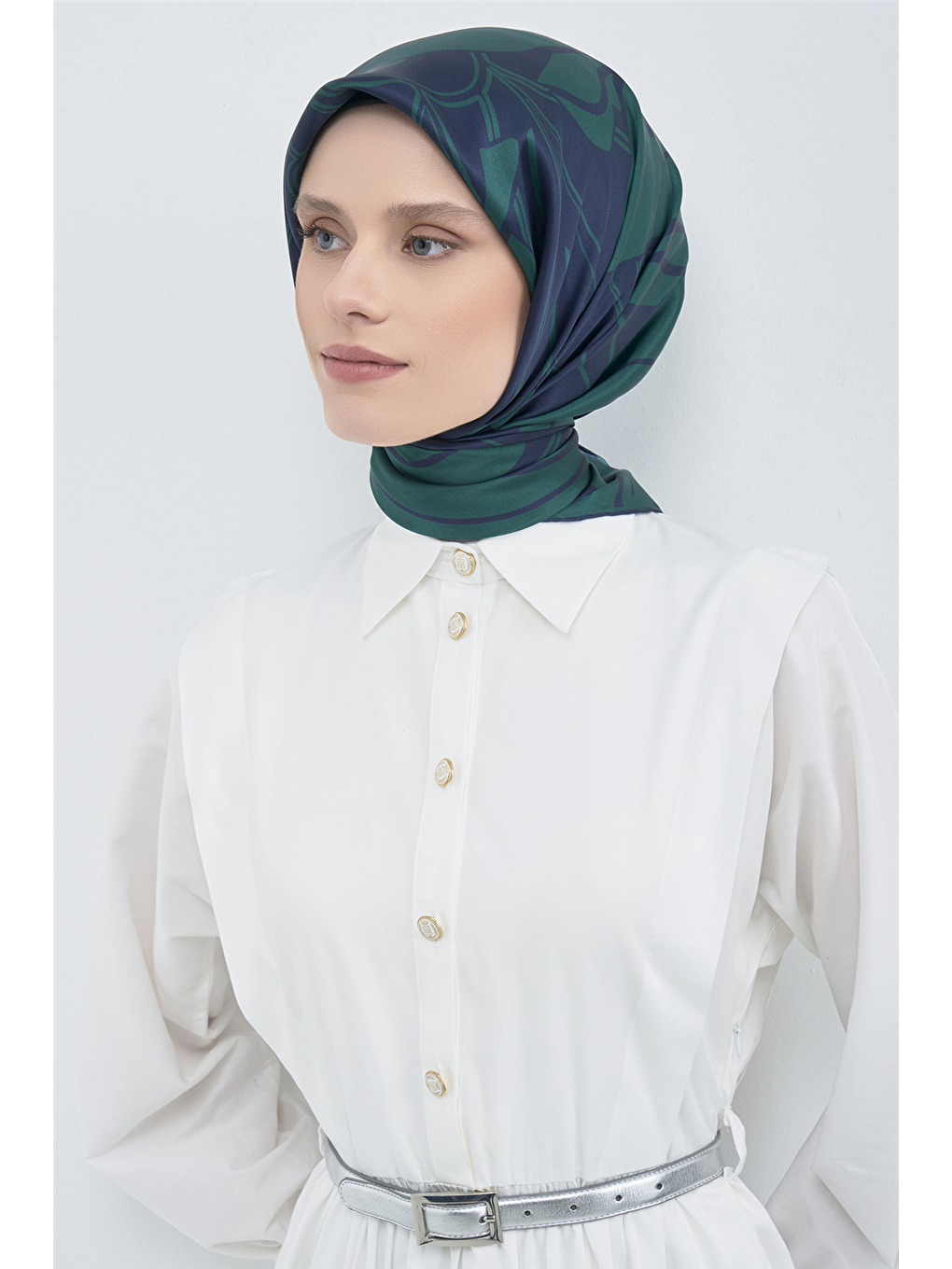 Lacivert Saf İpek Sura Eşarp 9553d 80-1
