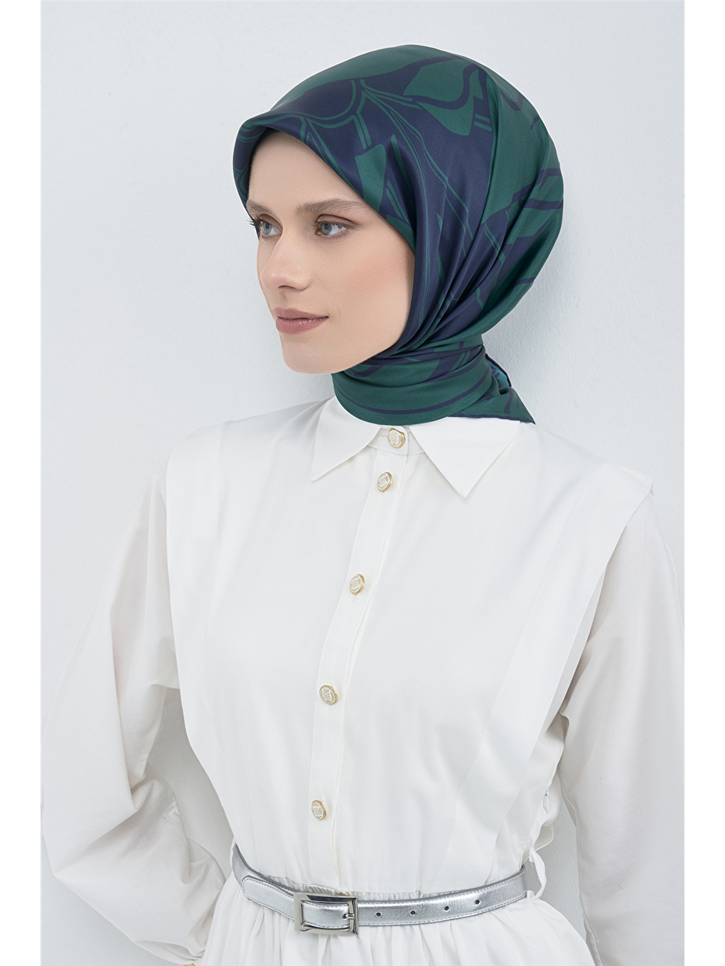 Lacivert Saf İpek Sura Eşarp 9553d 80-2