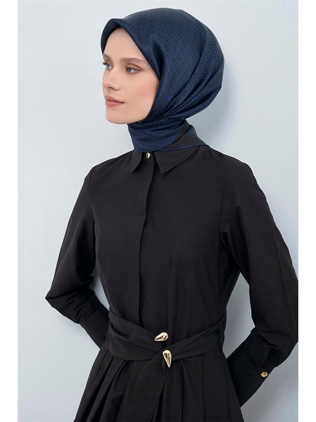 Lacivert Saf İpek Sura Eşarp 9502D 10