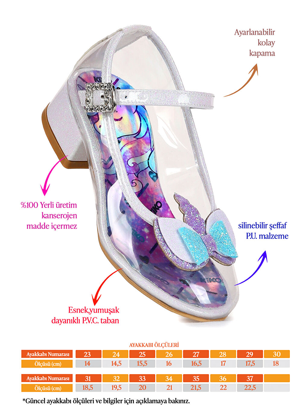Beyaz Kız Çocuk Topuklu Abiye Şeffaf Ayakkabı-1