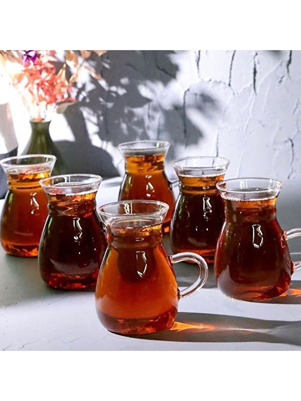 Renksiz Grape Borosilikat Cam 6'lı Çay Seti - Şeffaf - 220 ml-2