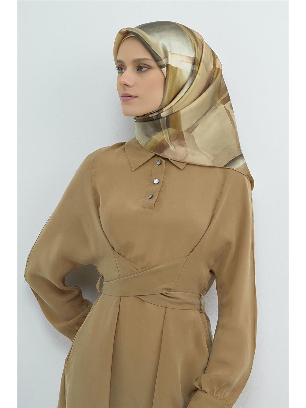 Kahverengi Saf İpek Twill Eşarp 9510D 53