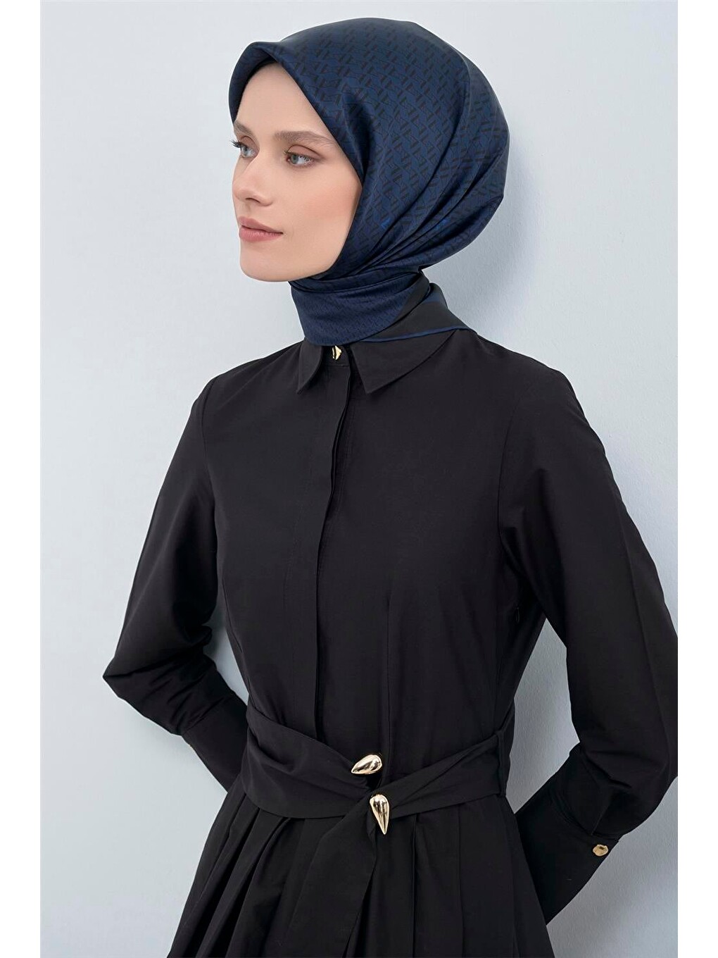 Lacivert Saf İpek Twill Eşarp 9502d 10