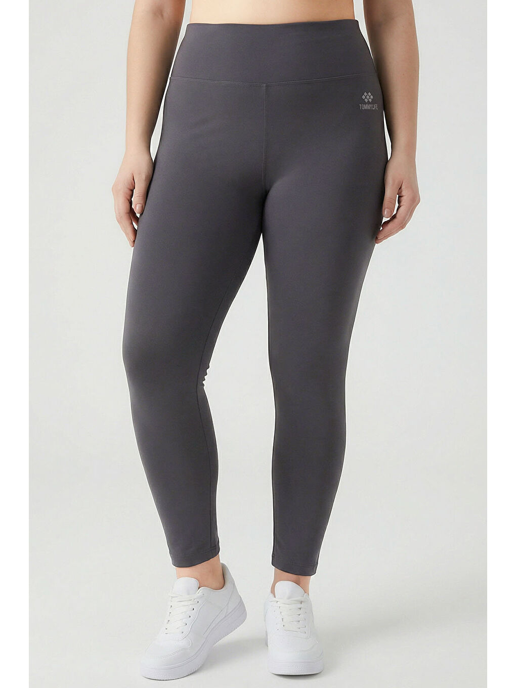 Koyu Gri Yüksek Bel Toparlayıcı Battal Büyük Beden Kadın Tayt- 94650-1