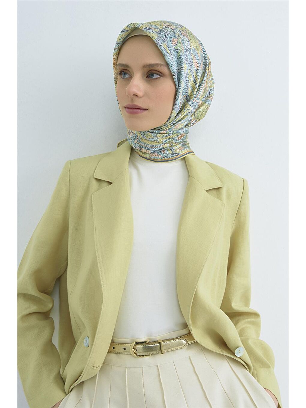 Karışık Saf İpek Twill Eşarp 9540D 81-2