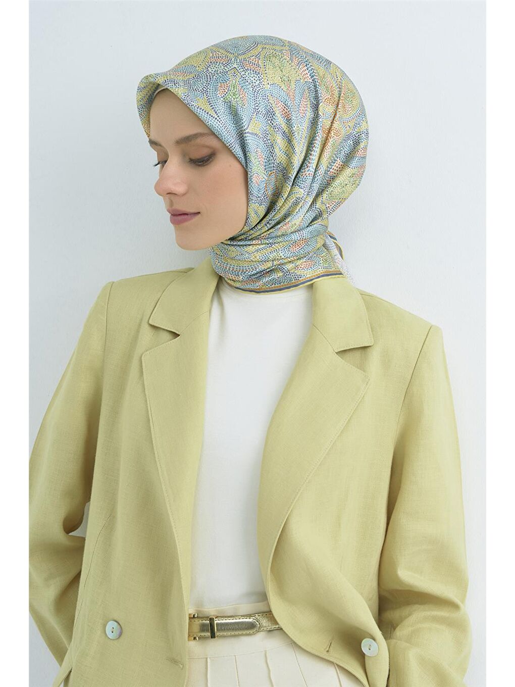 Karışık Saf İpek Twill Eşarp 9540D 81-3