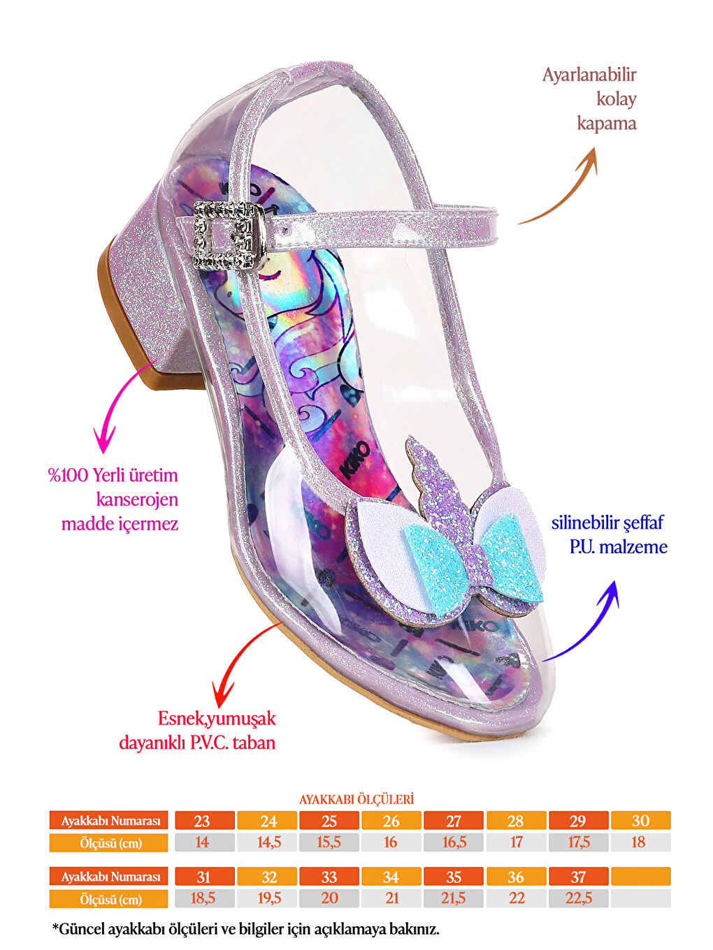 Lila Kız Çocuk Topuklu Abiye Şeffaf Ayakkabı-1