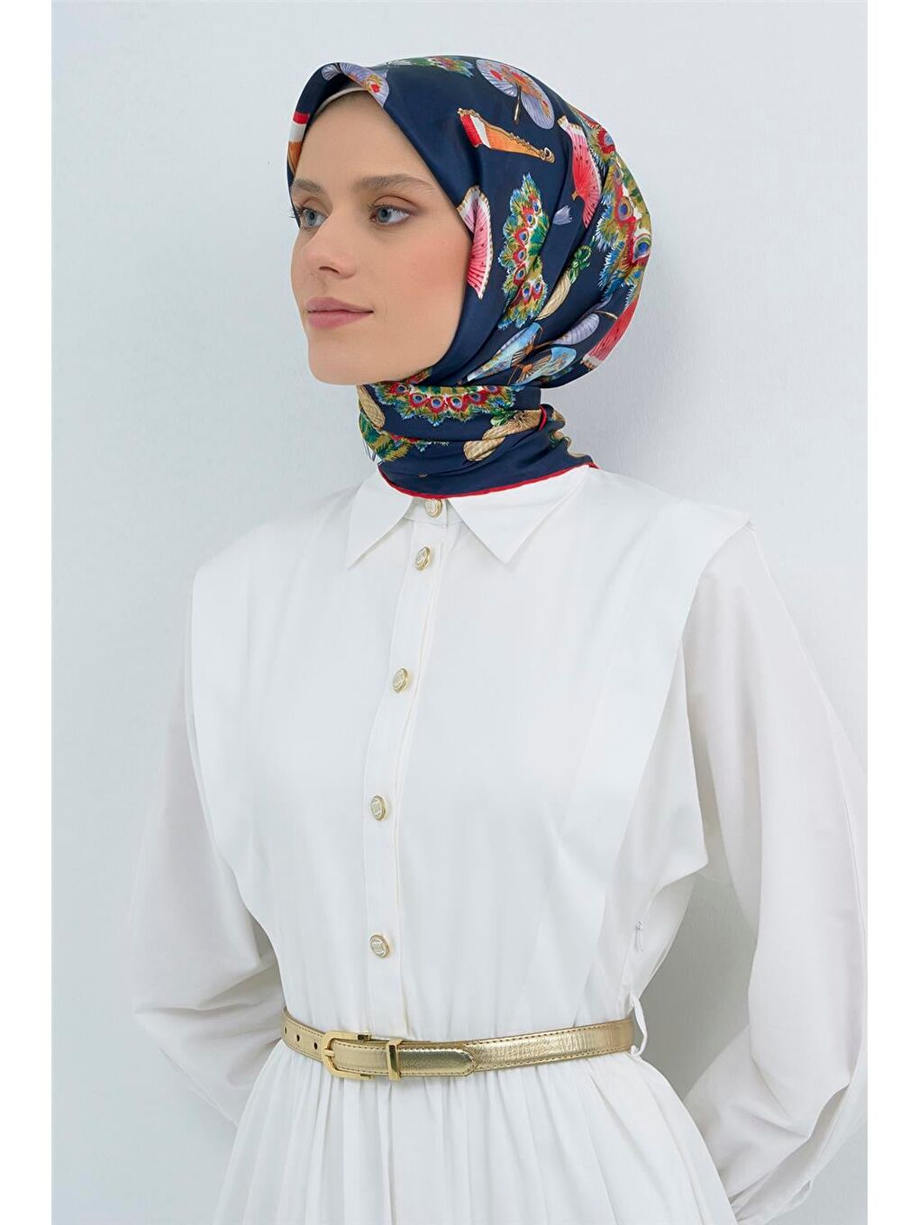 Lacivert Saf İpek Sura Eşarp 9532D 31