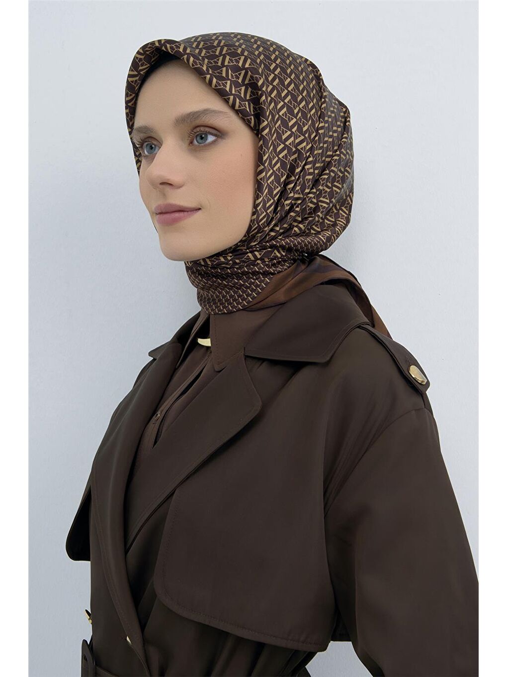 Kahverengi Saf İpek Twill Eşarp 9502D 06-2