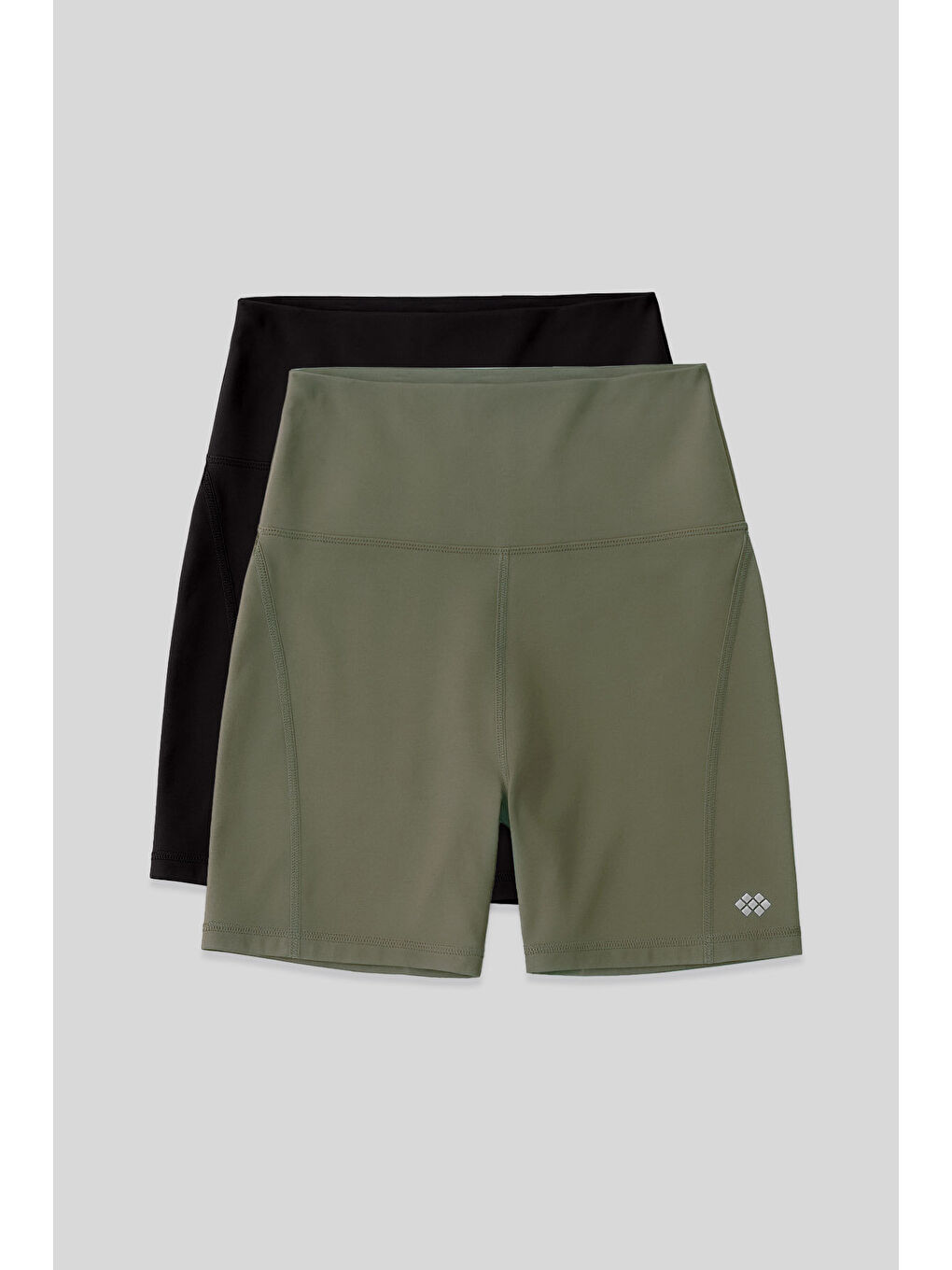 Slim Fit Biker 2li Paket Siyah-Haki Kadın Tayt - 91017