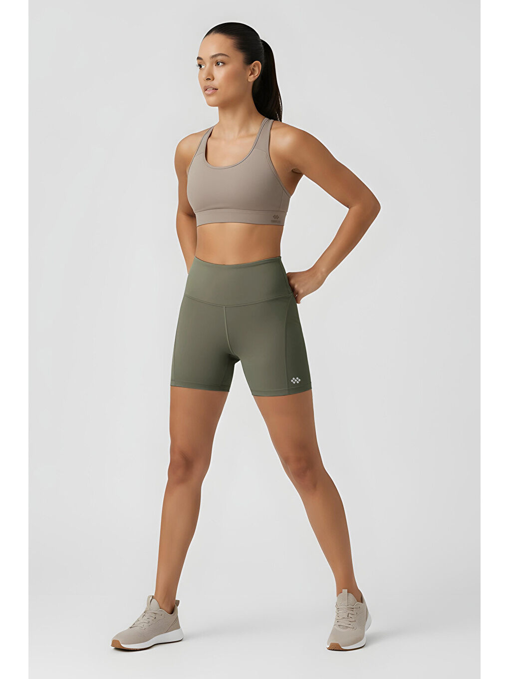 Slim Fit Biker 2li Paket Siyah-Haki Kadın Tayt - 91017-1