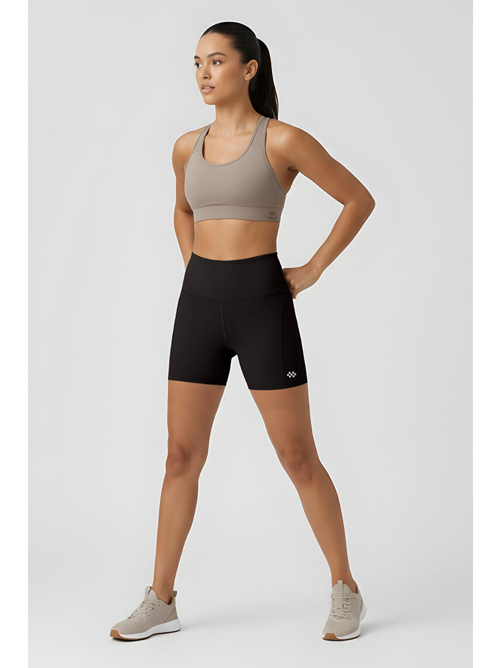 Slim Fit Biker 2li Paket Siyah-Haki Kadın Tayt - 91017-2