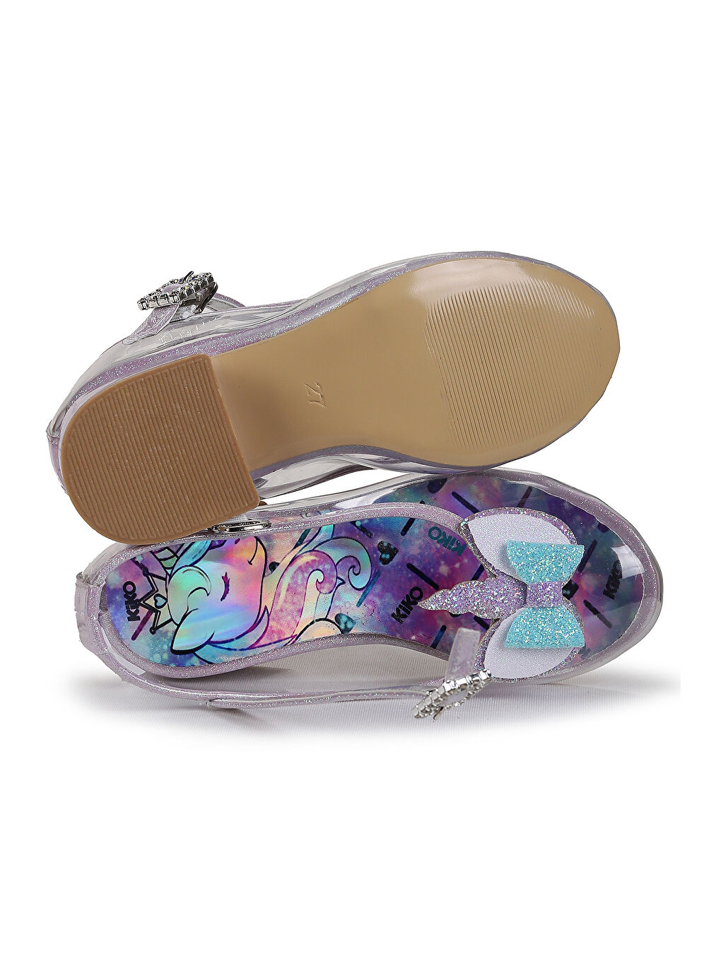 Lila Kız Çocuk Topuklu Abiye Şeffaf Ayakkabı-4