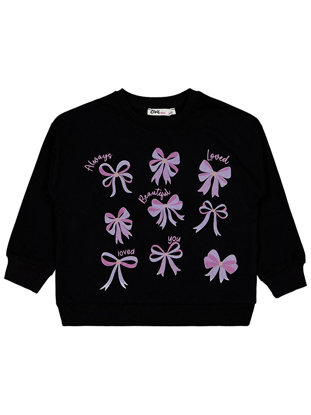 Beyaz Girls Fiyonk Baskılı 2'li Set 2-5 Yaş Sweatshirt - Standart-2