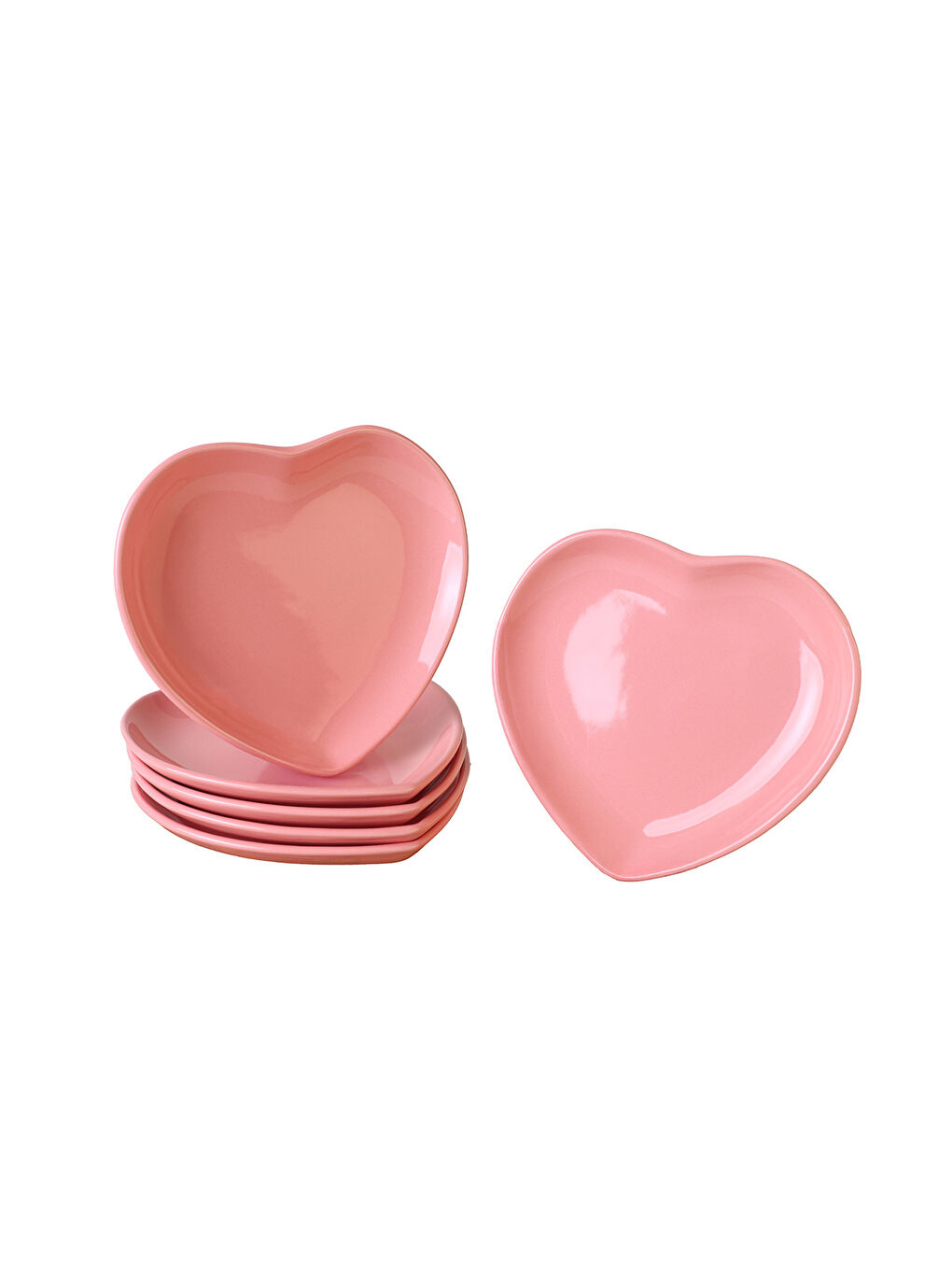 Pembe Kalp Pasta Tabağı 20 Cm 6 Adet-2