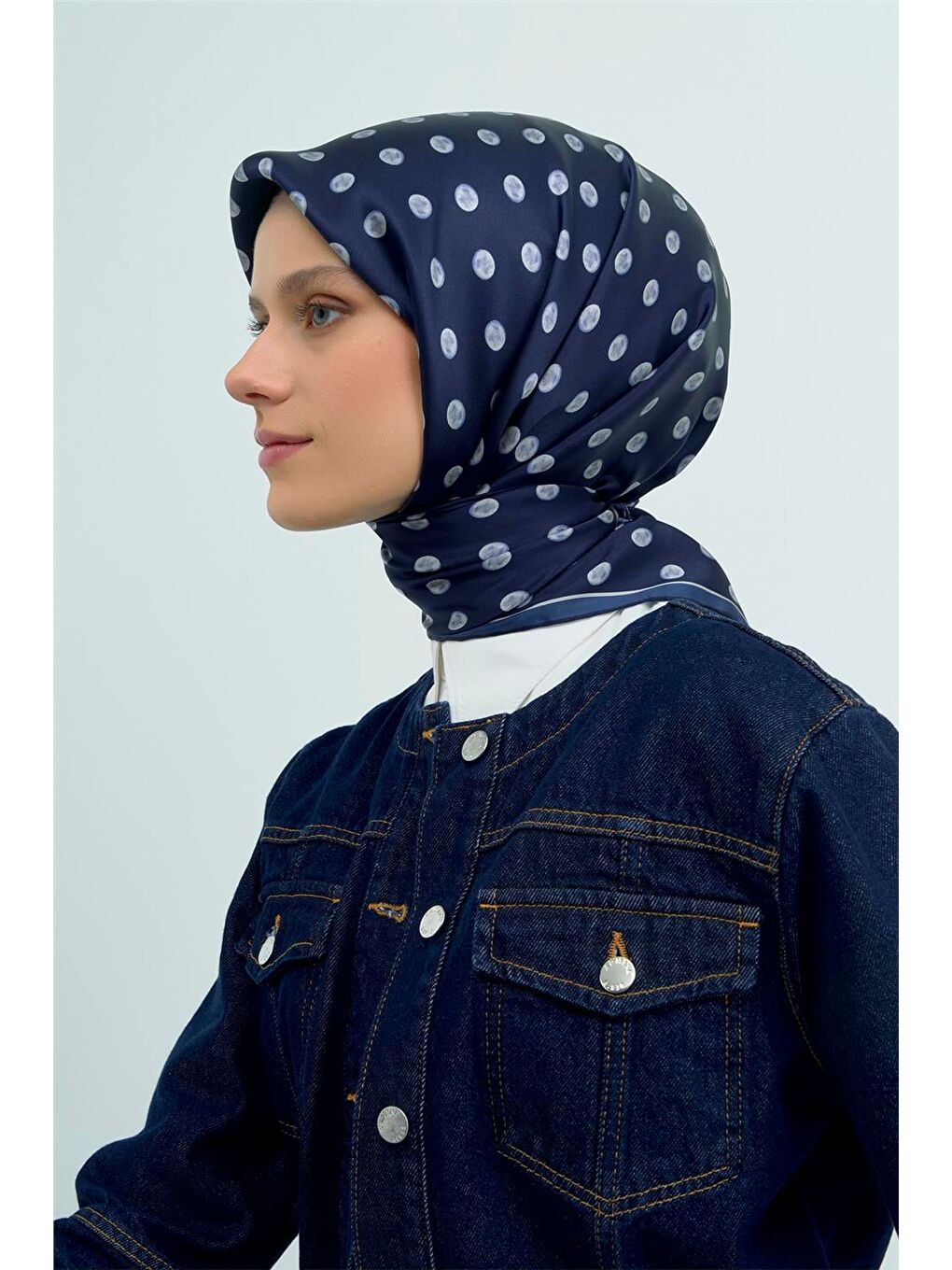 Lacivert Saf İpek Sura Eşarp 9544D 81-2