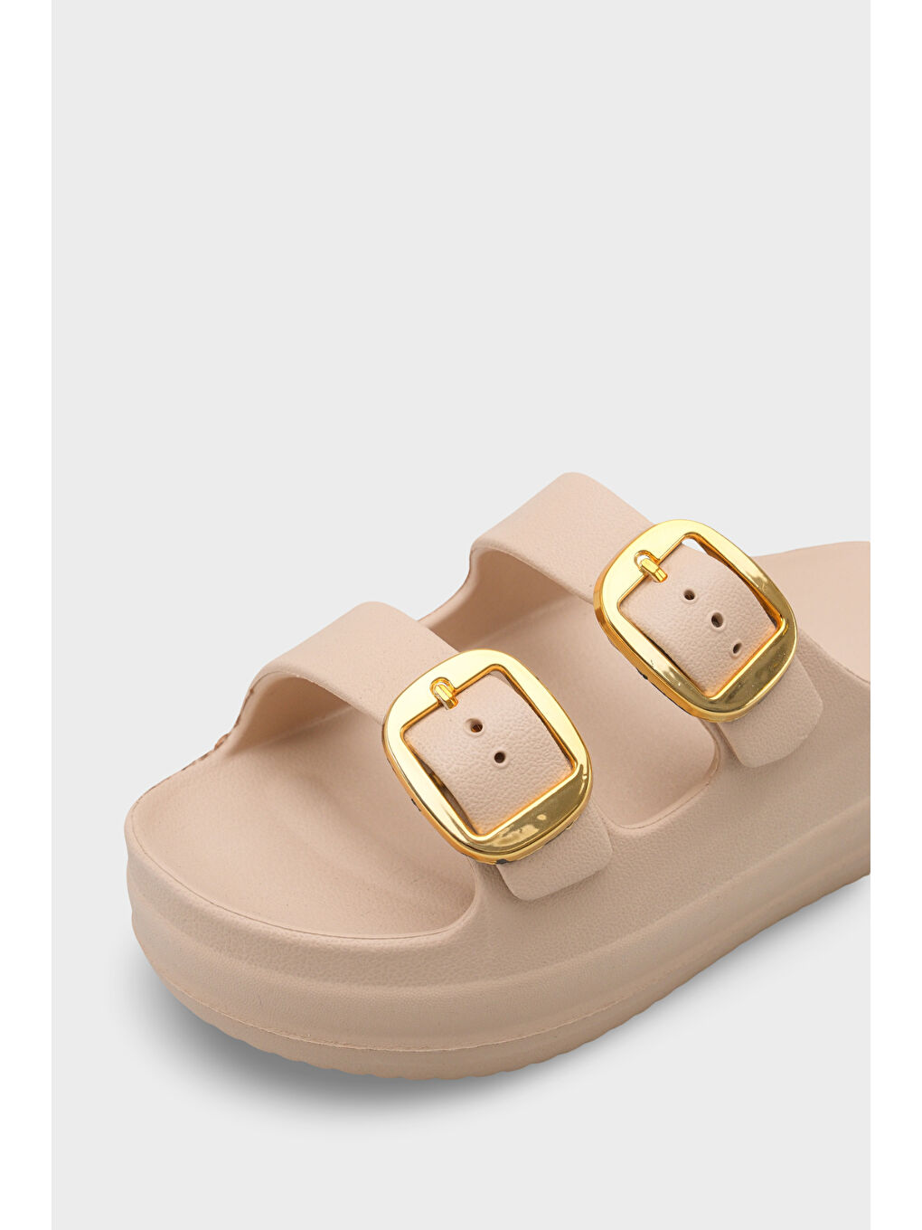 Bej Nicki Eva Çift Tokalı Dolgu Tabanlı Kadın Terlik-2