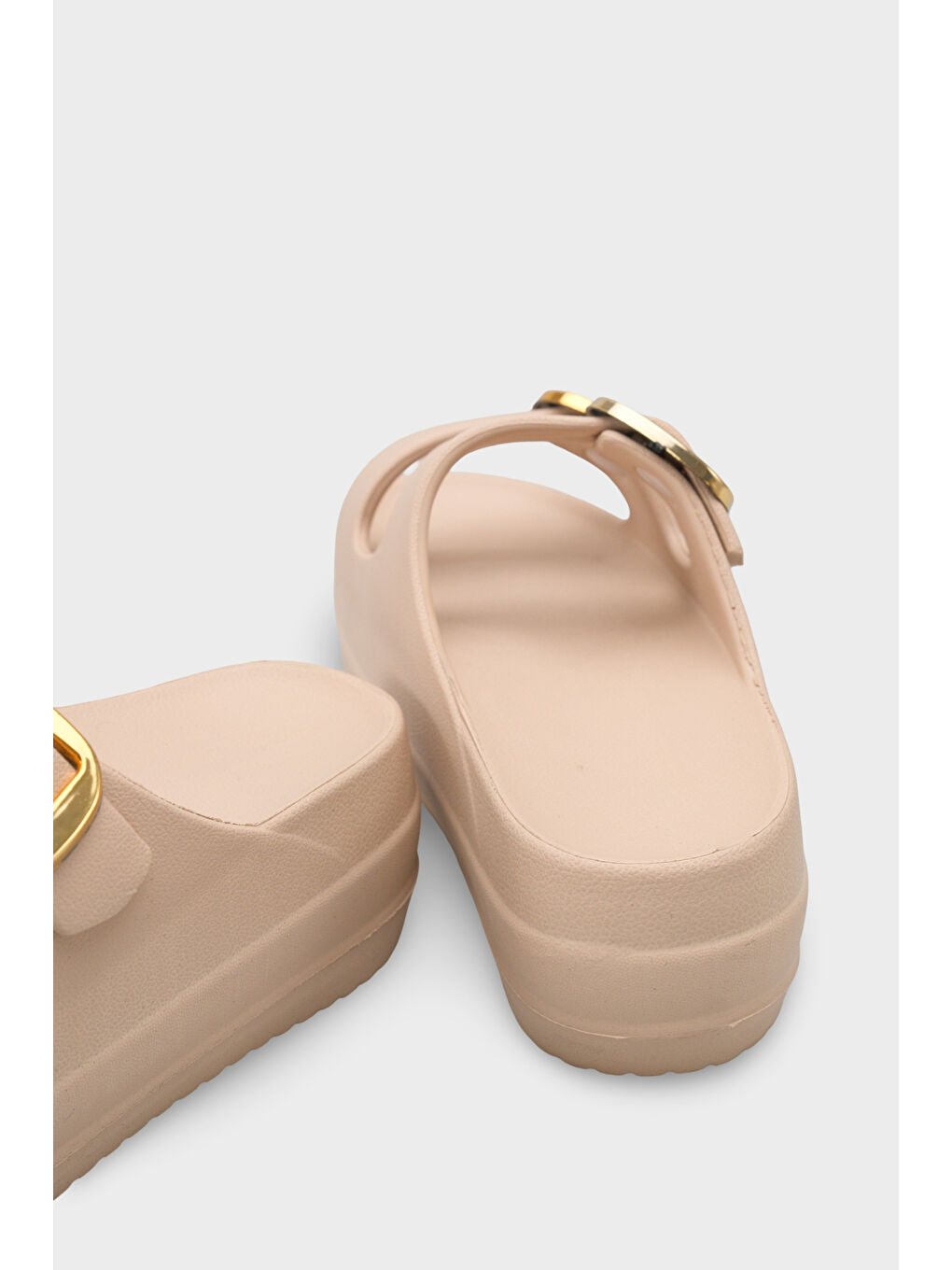 Bej Nicki Eva Çift Tokalı Dolgu Tabanlı Kadın Terlik-3