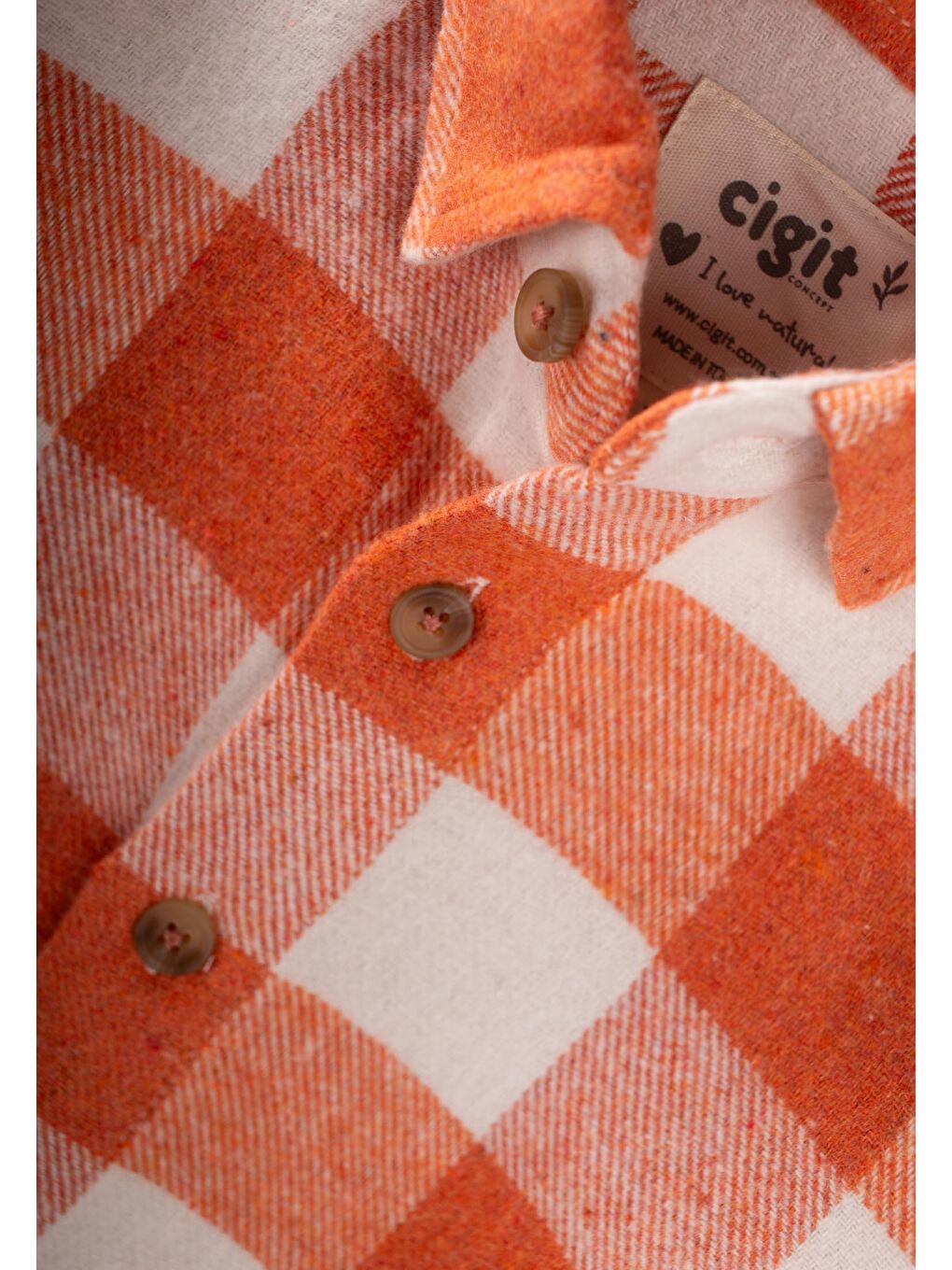Turuncu Oduncu Gömleği 1-9 Yaş Oranj Ekose-2