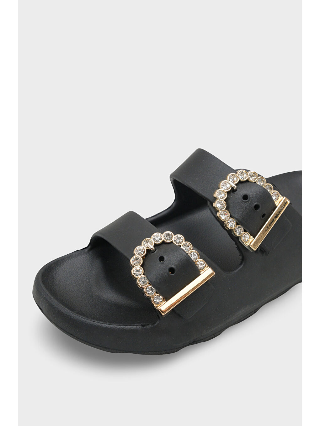 Siyah Della Eva Çift Tokalı Kadın Terlik-2