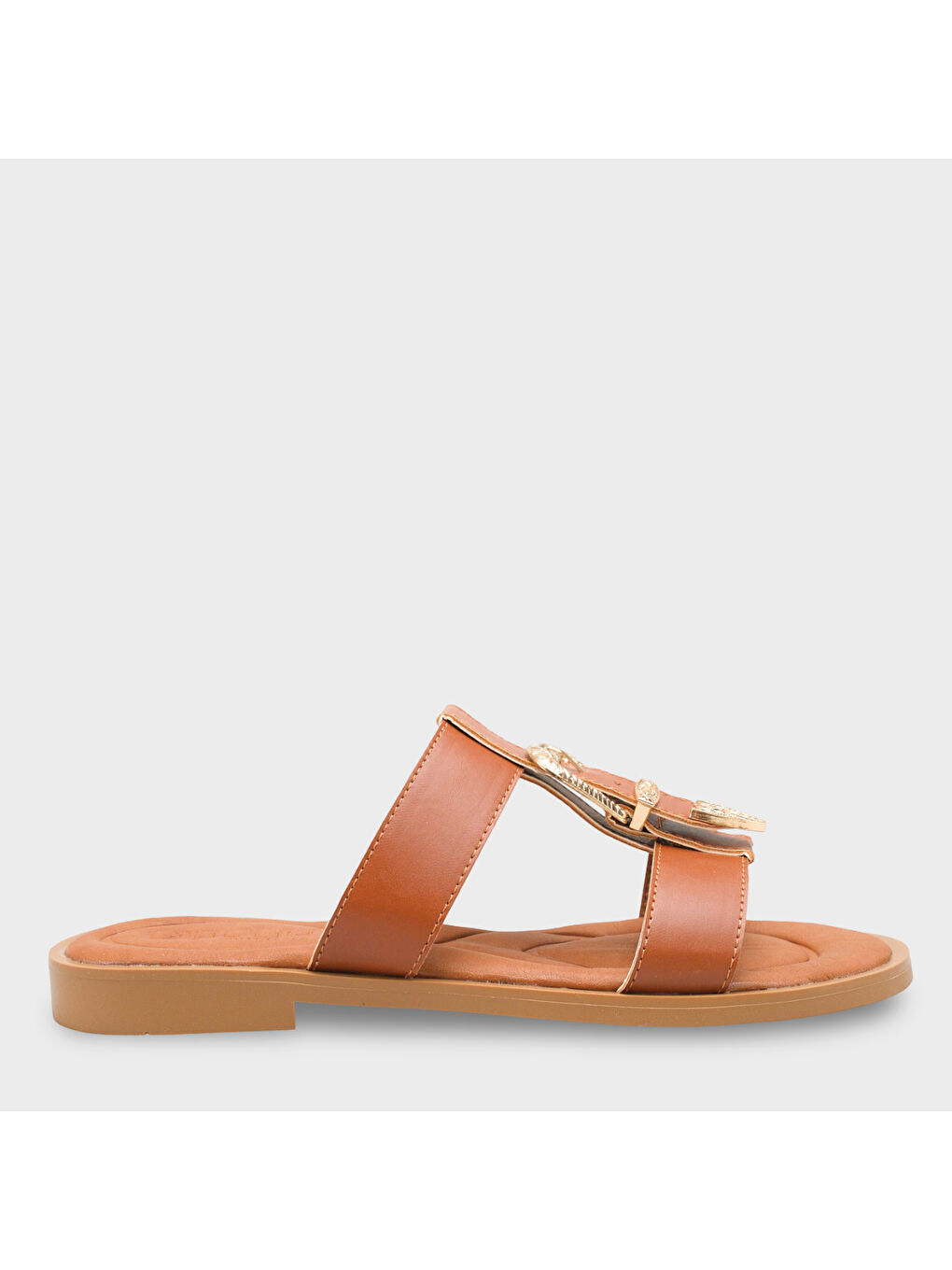 Kahverengi Brynn Metal Tokalı Düz Topuklu Kadın Terlik