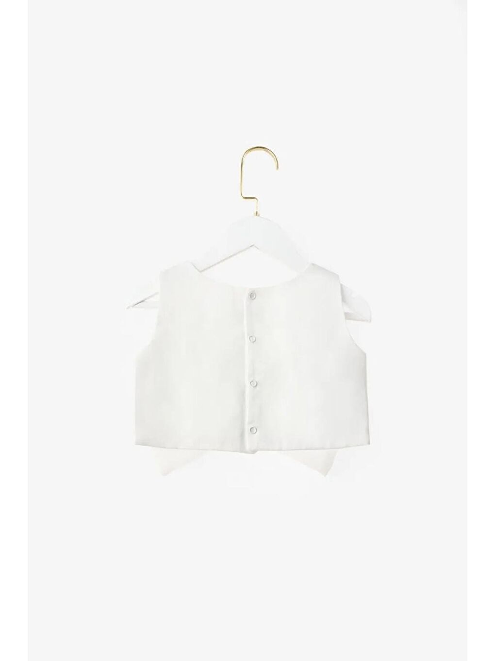 Kız Çocuk Pamuklu Beyaz Kurdele Detaylı Crop T-Shirt-1