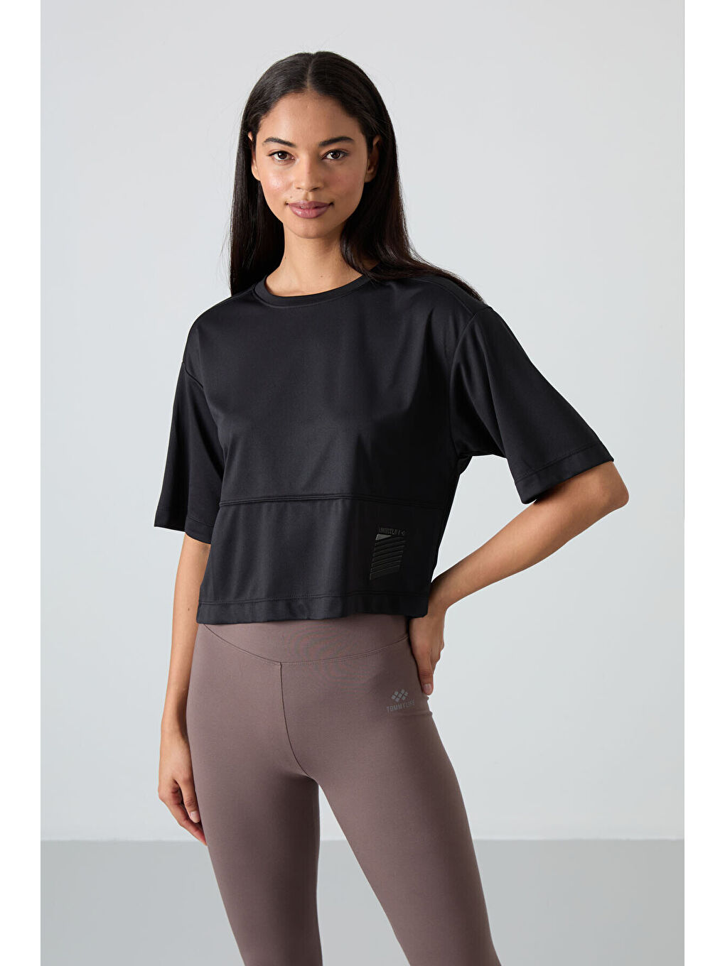 Oversize Fit O Yaka 3lü Paket Siyah-Koyu Gri-Gül Kurusu Kadın T-Shirt - 97284-1