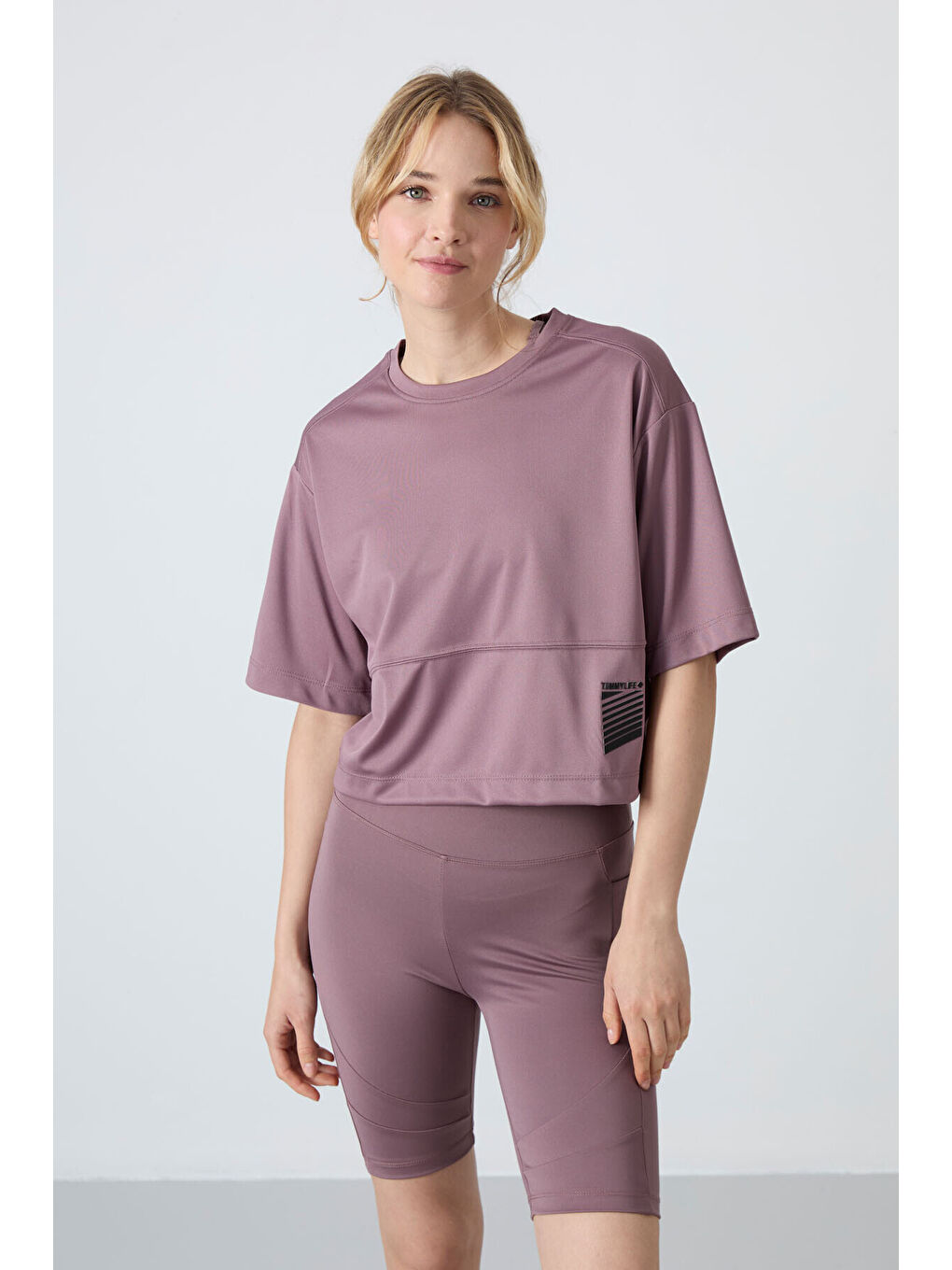 Oversize Fit O Yaka 3lü Paket Siyah-Koyu Gri-Gül Kurusu Kadın T-Shirt - 97284-2