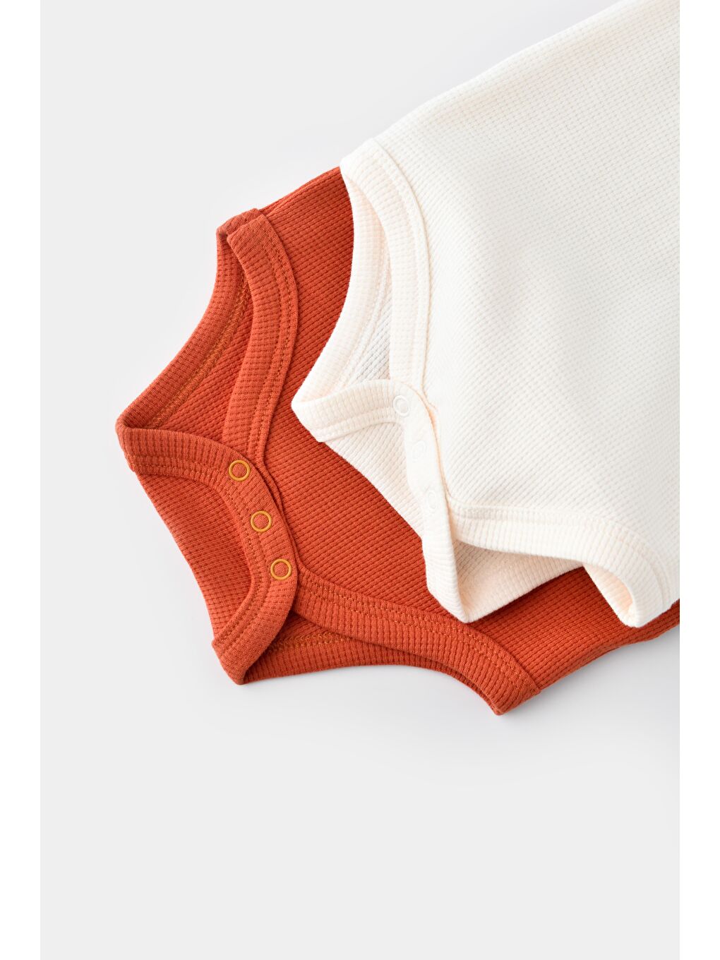 Karışık Unisex Bebek Pamuklu Kolsuz Kiremit & Krem Body Seti-1