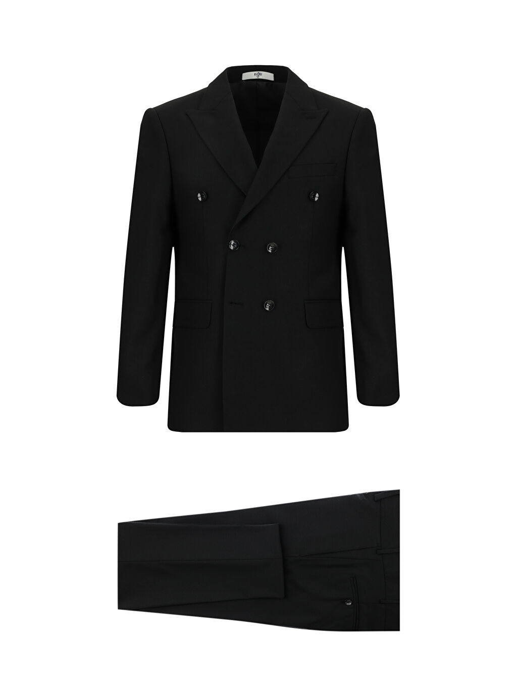 Siyah Slim Fit Dar Kesim Desenli Kruvaze Takım Elbise