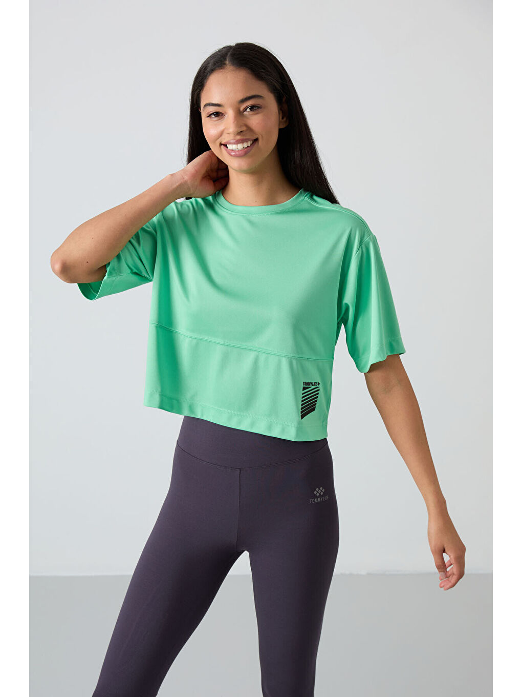 Oversize Fit O Yaka 2li Paket Beyaz-Su Yeşili Kadın T-Shirt - 97284-1