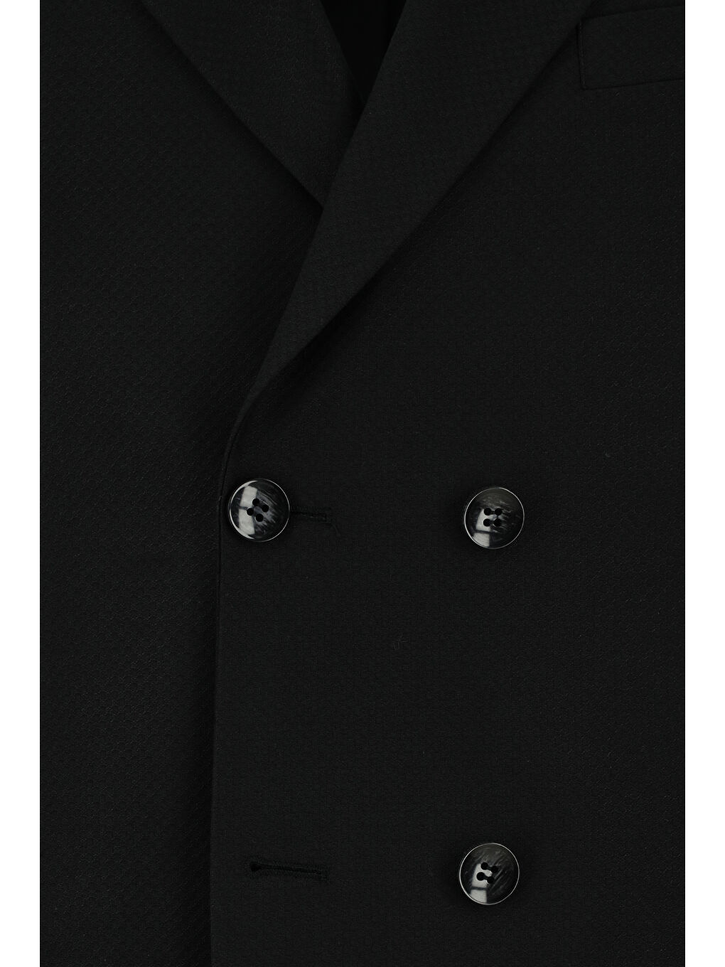 Siyah Slim Fit Dar Kesim Desenli Kruvaze Takım Elbise-3