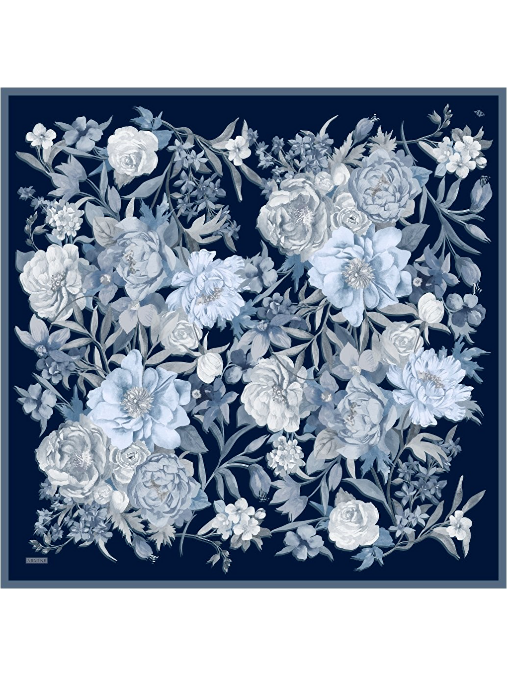 Lacivert Saf İpek Twill Eşarp 9516D 06-4