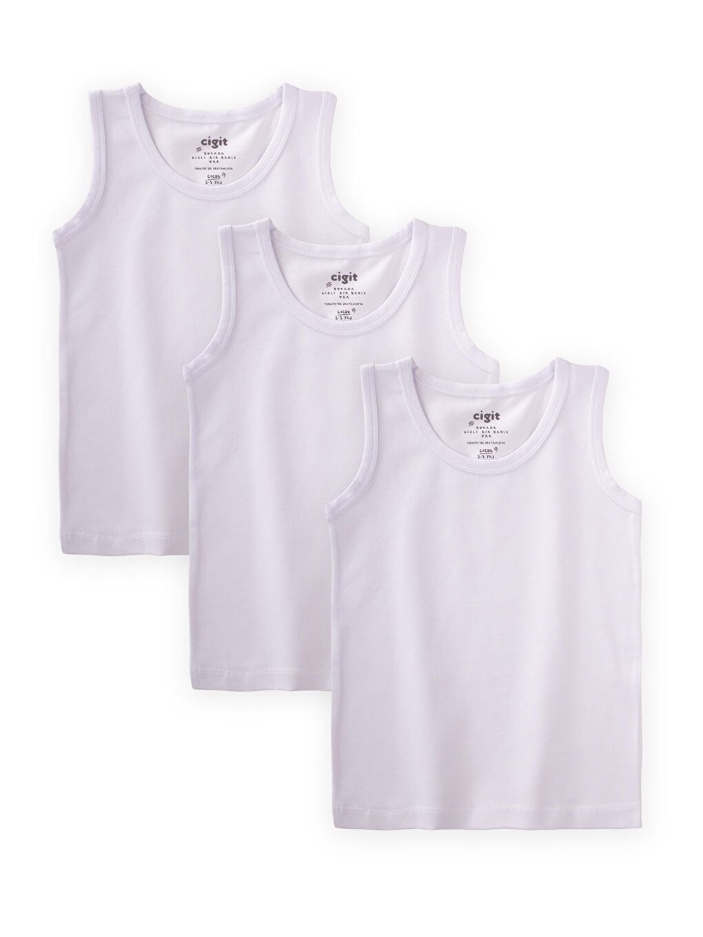 Üçlü Erkek Atlet Set 2-9 Yaş Beyaz