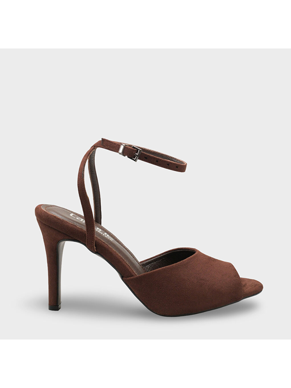 Kahverengi Kenna Hakiki Deri Astarlı Yuvarlak Burunlu Orta Topuklu Bilekten Bantlı Kadın Ayakkabı-1