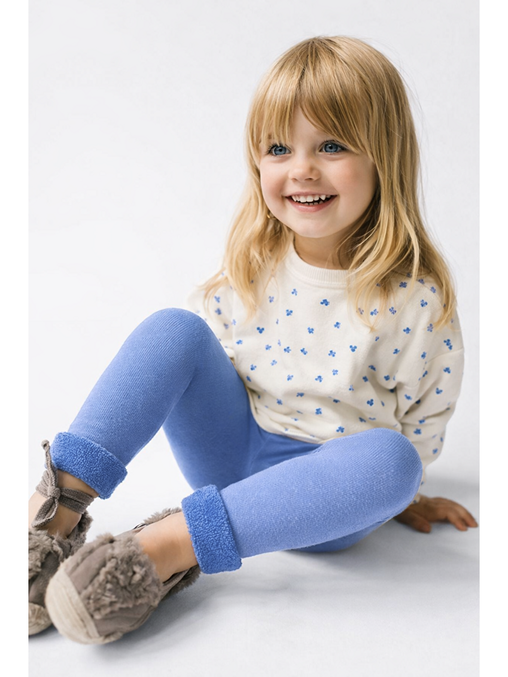 Gri Içi Havlu Çocuk Tayt Mavi Melanj