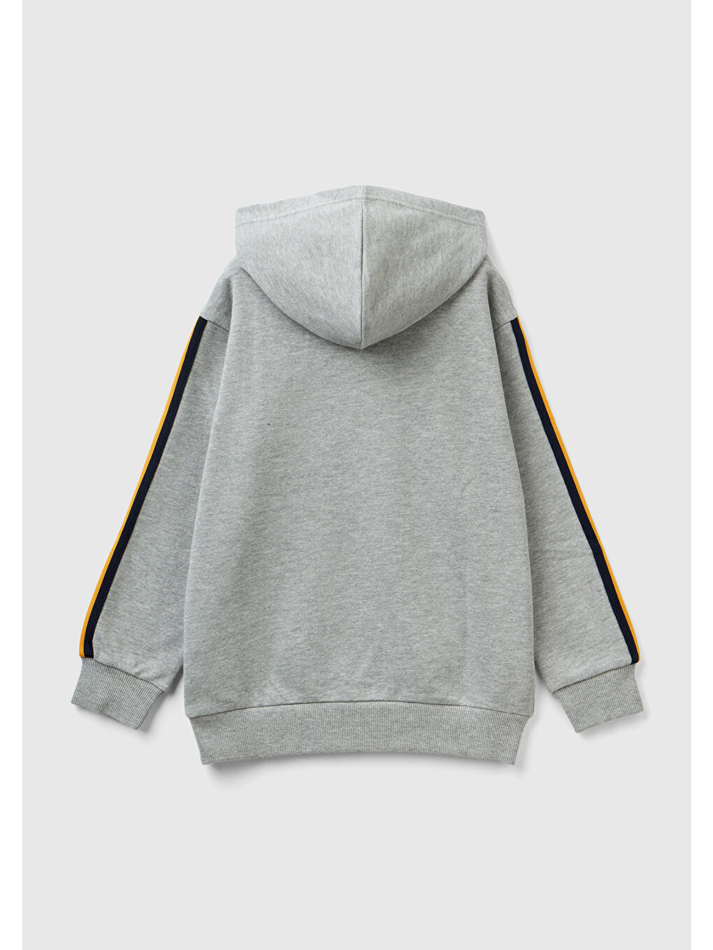 Erkek Çocuk Gri Melanj Kolları Şerit Detaylı Sweatshirt-1