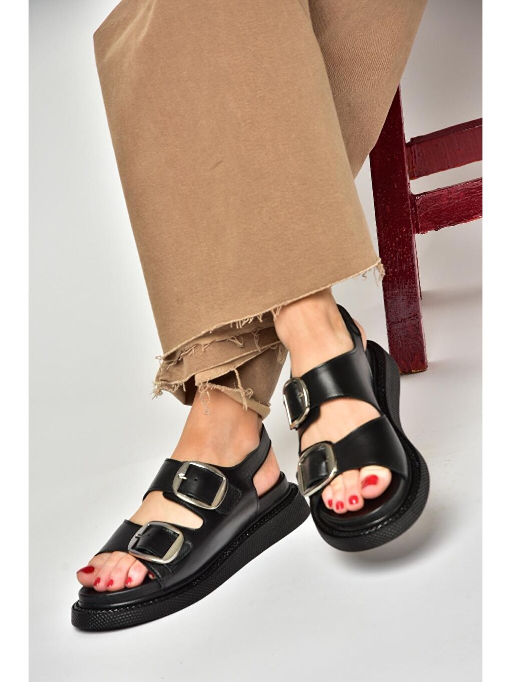 P5400328 Siyah Kadın Sandalet-1