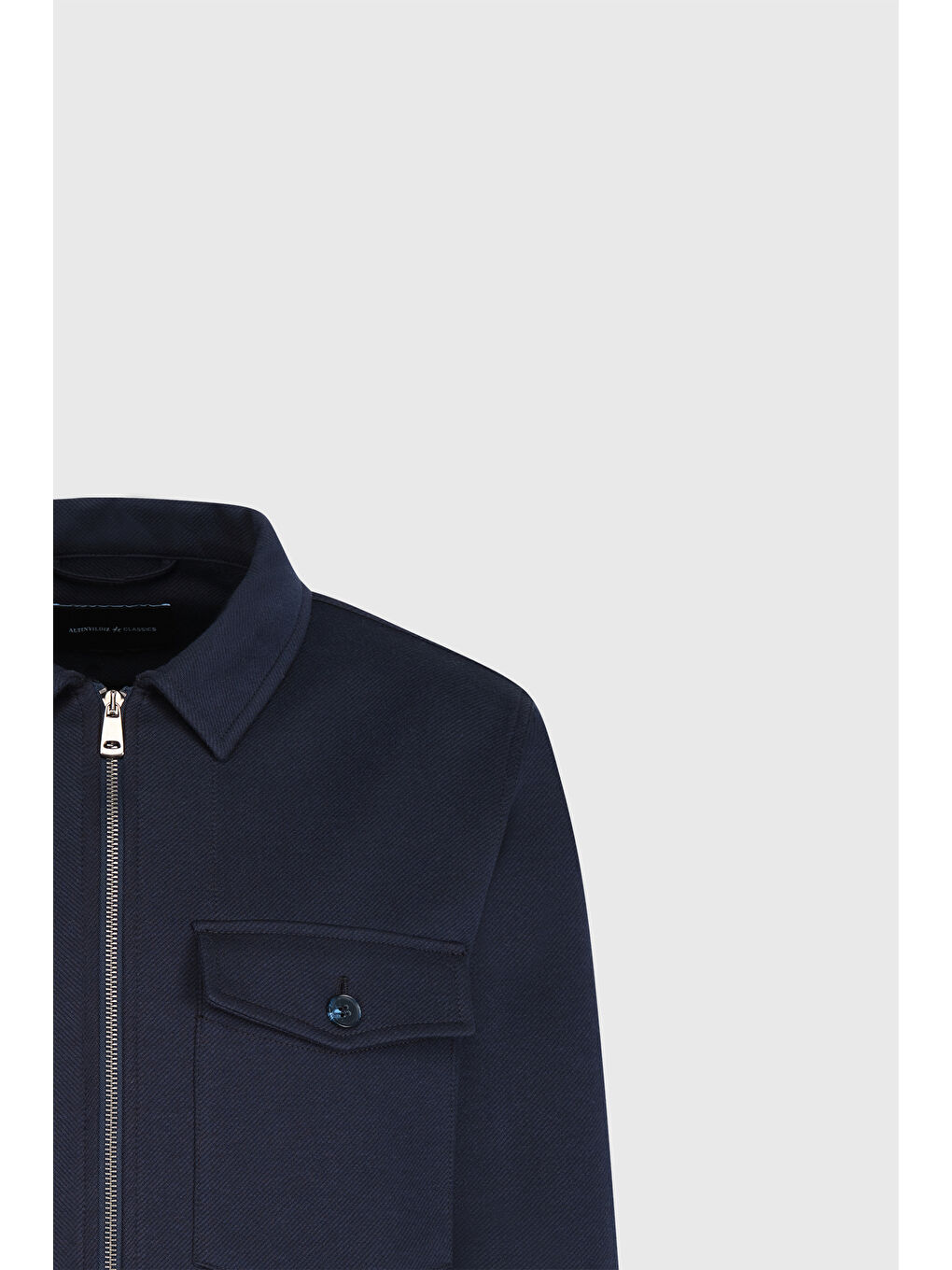Erkek Lacivert Standart Fit Normal Kesim Gömlek Yaka Pamuklu Mont-7