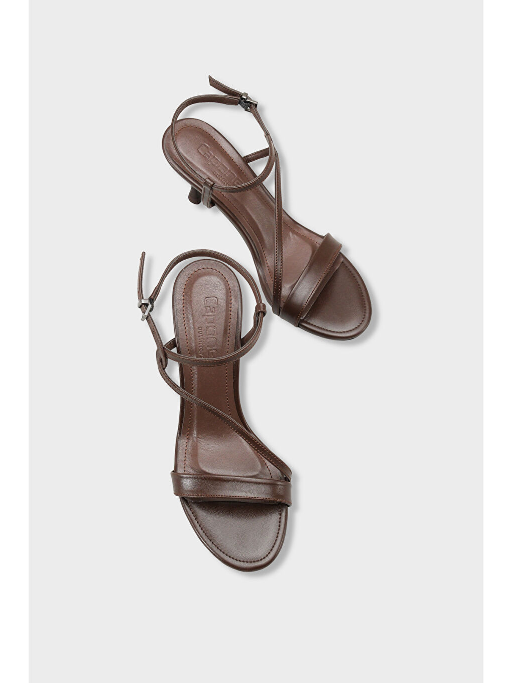 Kahverengi Corilla Yuvarlak Burunlu Orta Topuklu Bilekten Bantlı Kadın Ayakkabı-6