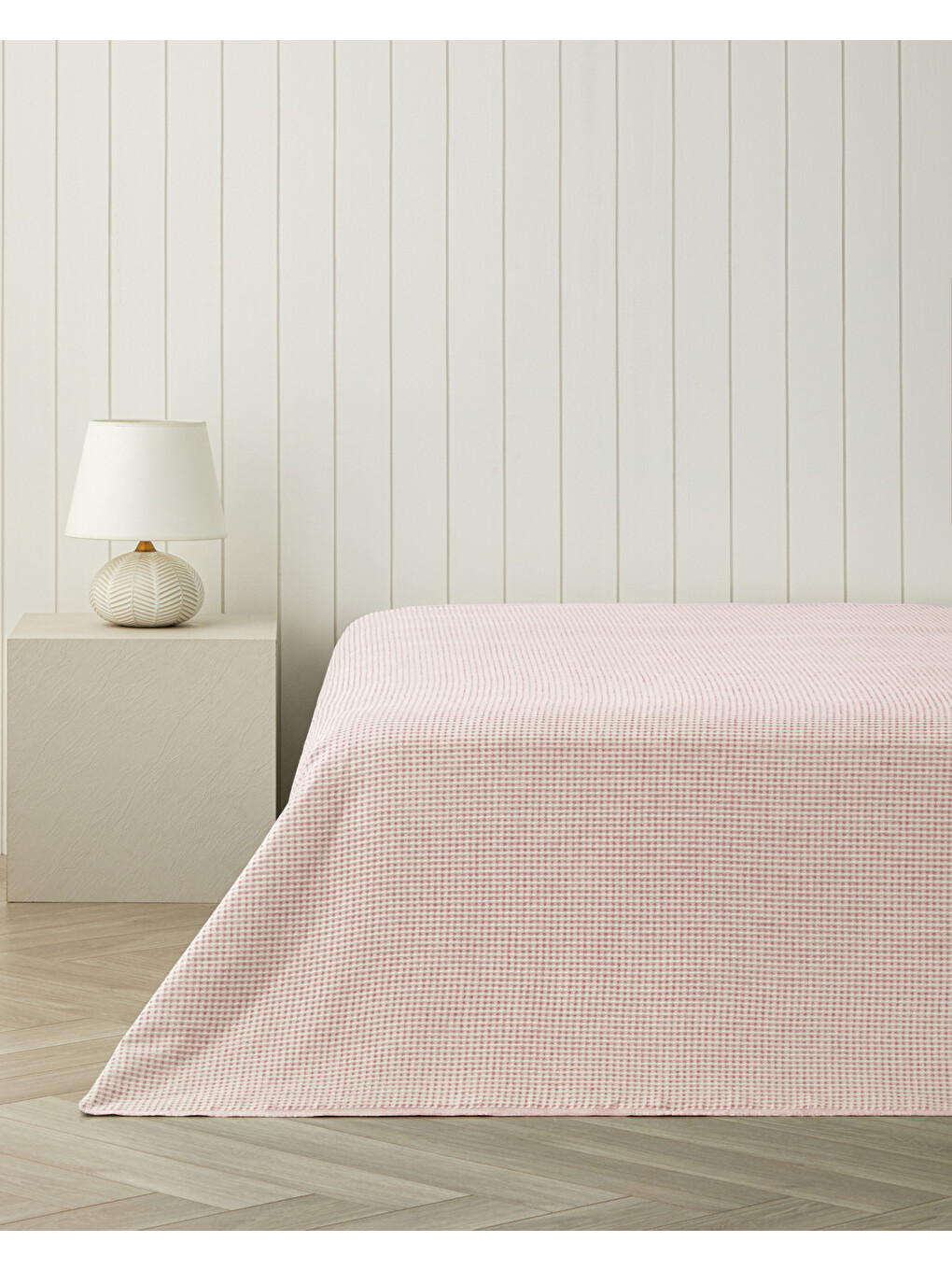 Modern Grid Tek Kişilik Pike 150x220 Cm Pembe-1