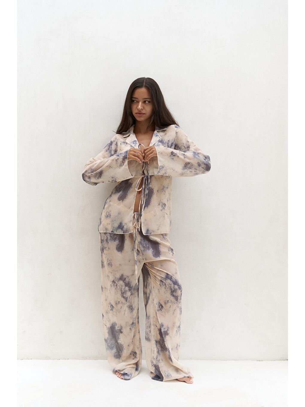 Saifudin Bağcık Detaylı Sarı Gömlek Pantolon Takım-1