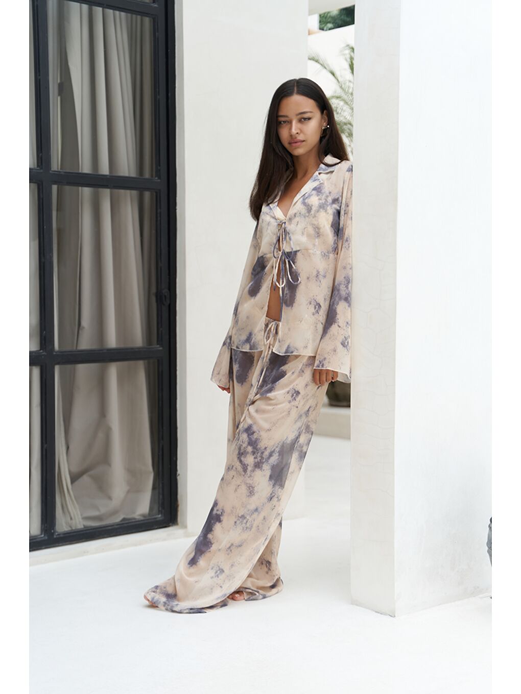 Saifudin Bağcık Detaylı Sarı Gömlek Pantolon Takım-3