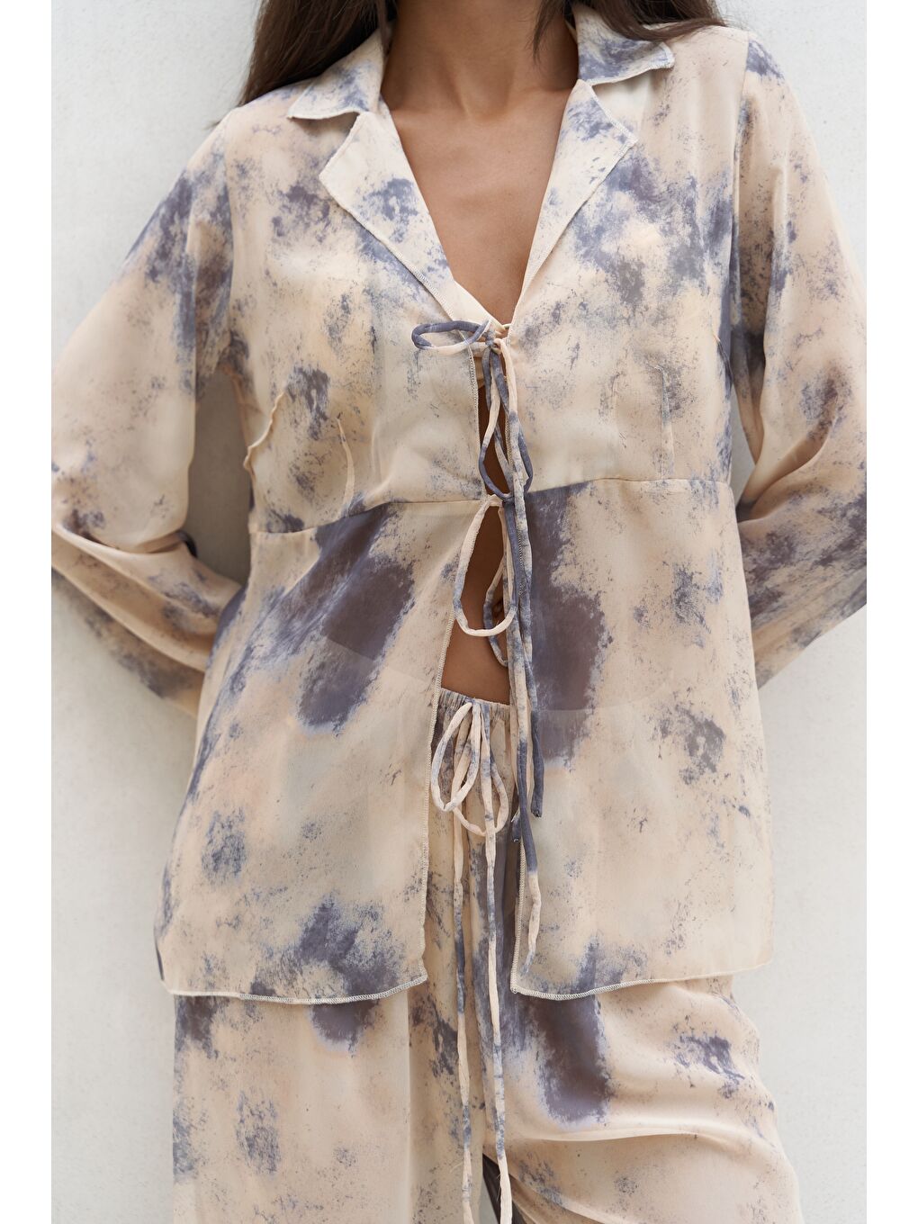 Saifudin Bağcık Detaylı Sarı Gömlek Pantolon Takım-4