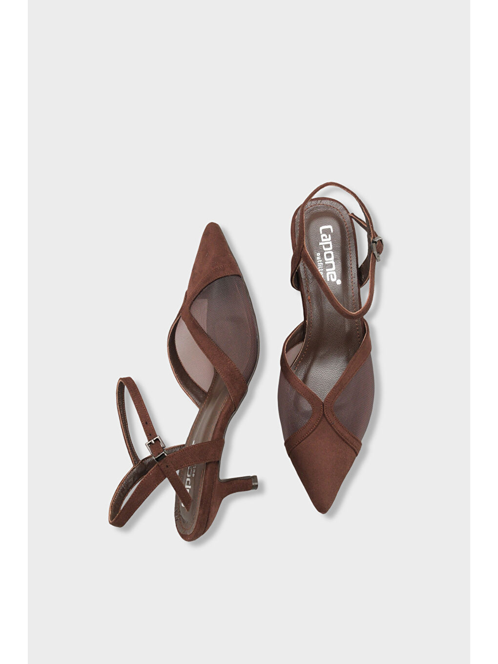 Kahverengi Kathryn Hakiki Deri Astarlı Sivri Burunlu Orta Topuklu Fileli Arkası Açık Kadın Ayakkabı-5