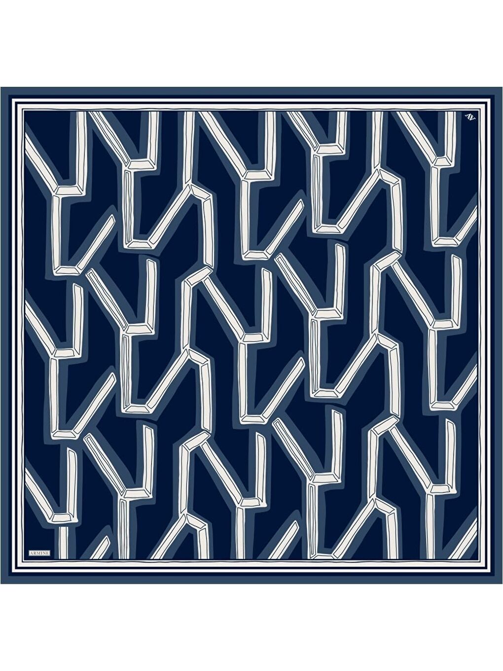 Lacivert Saf İpek Twill Eşarp 9547D 84-4