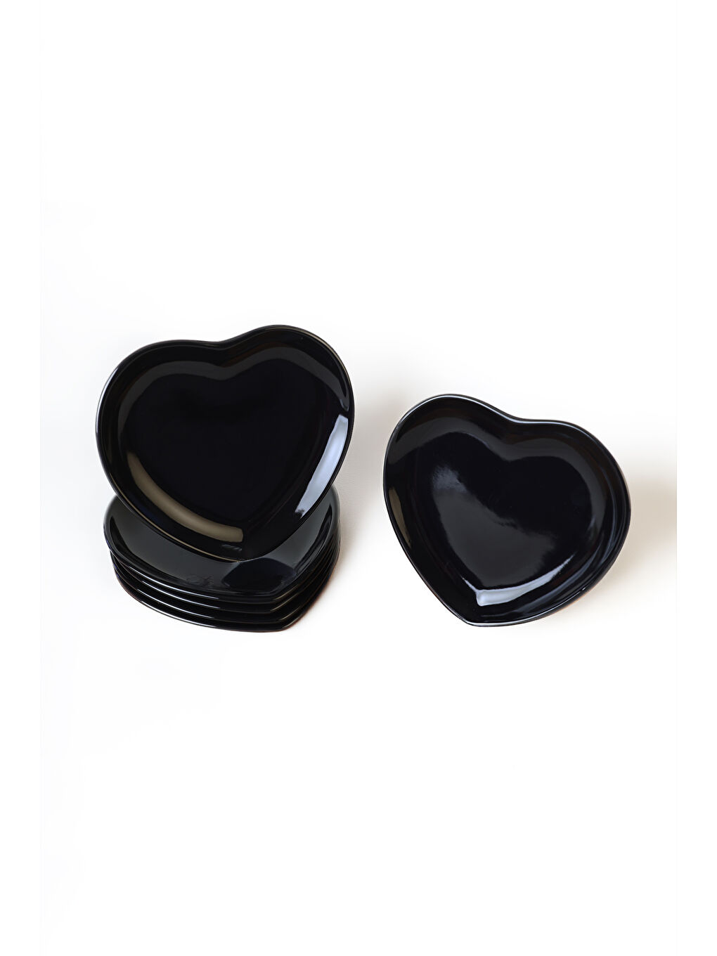 Siyah Kalp Pasta Tabağı 20 Cm 6 Adet-2