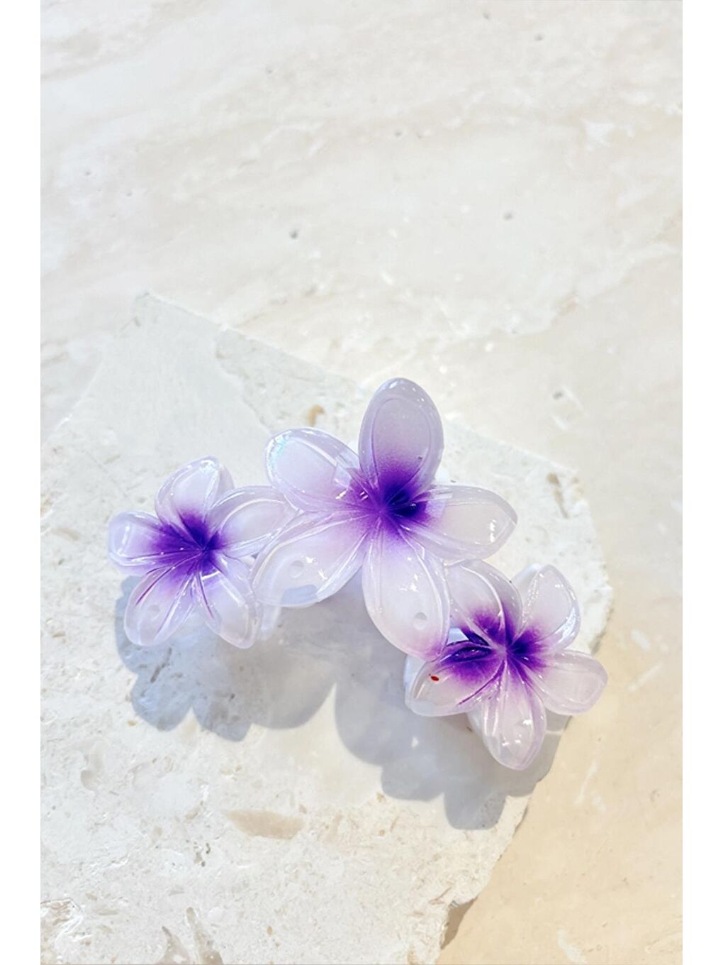 Lila Üçlü Çiçekli Mandal Saç Tokası