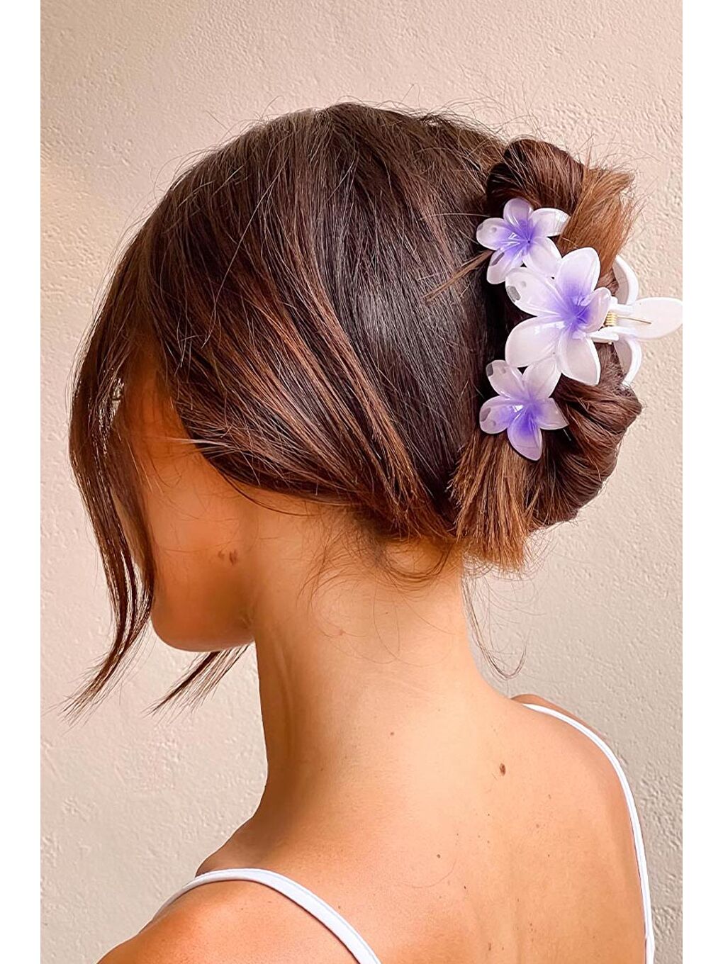 Lila Üçlü Çiçekli Mandal Saç Tokası-1
